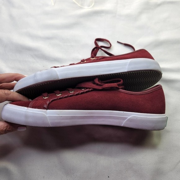 Jack Rogers Carter Burgundy Red Suede Sneakers Size 6 Like New - Picture 5 of 10